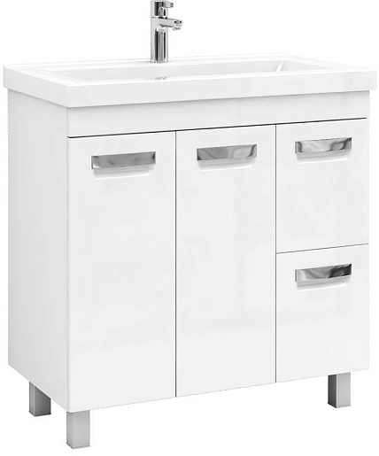 Тумба напольная Vigo Plaza 80 белая с умывальником Миранда 80