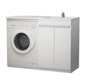 Тумба под стиральную машину ViMark MAGENTA 120 БЕЛАЯ с умывальником Paola MAGENTA 120