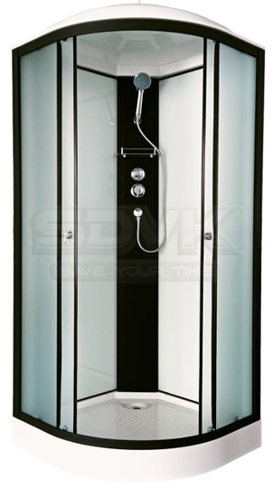 Душевая кабина AQUAPULSE 4122D fabric white + black profile 90*90 см