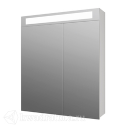 Зеркало-шкаф Dreja UNI 70 см, 2 дверцы, 4 стеклянные полки, с подсветкой и выключателем, белый 99.9002
