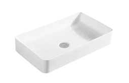 Раковина накладная Piano Ceramic PC-8240 без перелива, без отверстия, прямоугольная, 605*350*110, белая