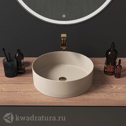 Раковина накладная GROSSMAN GR-3013BEM без перелива, без отверстия, круглая, 400*400*120, бежевая