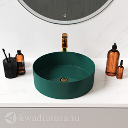 Раковина накладная GROSSMAN GR-3013OLM без перелива, без отверстия, круглая, 400*400*120, зелёная