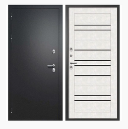 Дверь входная металлическая FlyDoors Айварс В2 Термо Букле черный - Бетон снежный