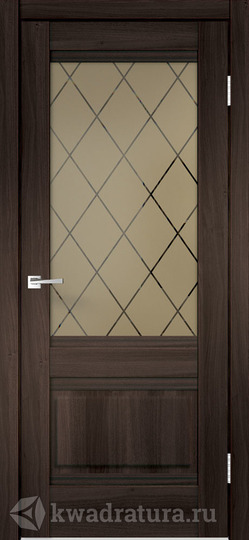 Межкомнатная дверь Velldoris (Веллдорис) ALTO 2V Орех Каштан, стекло Ромб бронза