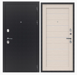 Дверь входная металлическая FlyDoors Аркан 206 Букле черный - Лиственница крем