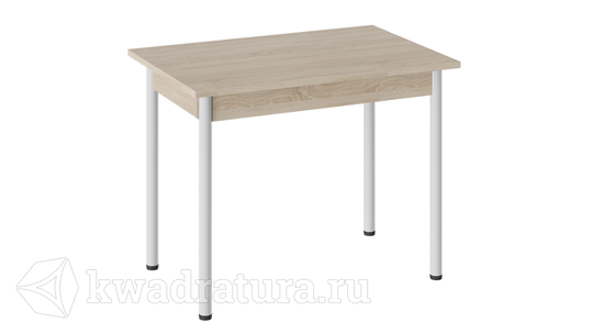 Стол Родос Тип 1 с опорой d40 (Белый муар/Дуб Сонома) Трия