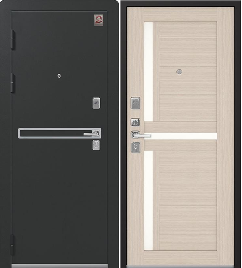 Дверь входная металлическая Центурион LUX-3 Чёрный муар - Лиственница светлая
