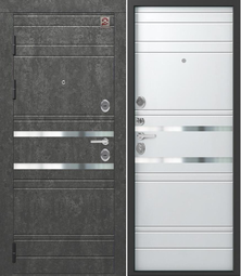 Дверь входная металлическая Центурион С-109 Серый муар+Серый камень - Белый