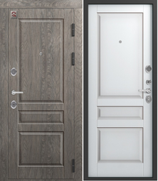 Дверь входная металлическая Центурион С-110 Серый муар+Дуб мадейра - Софт Белый
