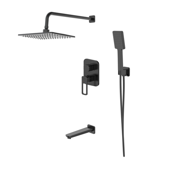 Встраиваемая душевая система Iddis Slide с тропическим душем, ручным душем и изливом, черный матовый, SLIBL03i68