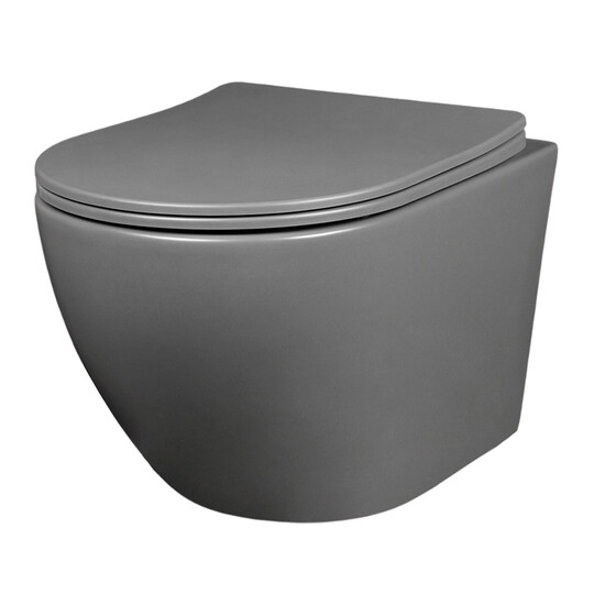 Унитаз подвесной Calypso торнадо ультратихий, крышка дюропласт Flat 1 кнопка, быстросъем, микролифт, серый матовый CS46UQ-MG-OK