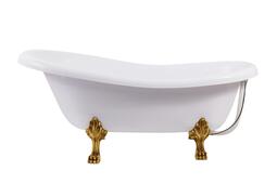 Каменная ванна Aqua de Marco Эдельвейс 170*78 см белая с золотыми ножками 1170WGEDE