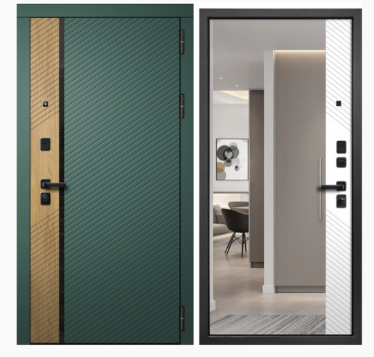 Дверь входная металлическая FlyDoors Дилайн Velluto Avocado - Velluto Bianco