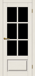 Межкомнатная дверь Матадор Гранада ДОч белое дерево, стекло черное