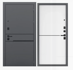 Дверь входная металлическая FlyDoors Онего  Муар серый 7024 - Веллуто Бьянко
