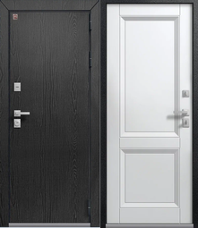Дверь входная металлическая Центурион Т-3 Premium Чёрный муар + Распил графит - Кашемир Белый