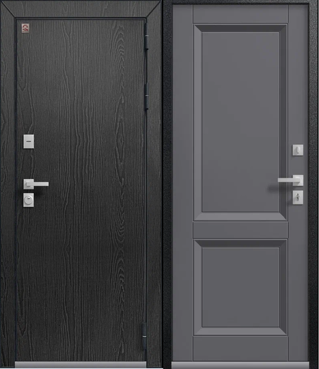 Дверь входная металлическая Центурион Т-3 Premium Чёрный муар + Распил графит - Кашемир Графит