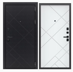 Дверь входная металлическая FlyDoors Призма Букле черный - Velluto bianco