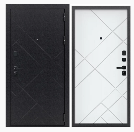 Дверь входная металлическая FlyDoors Призма Букле черный - Velluto bianco