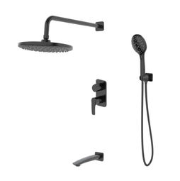 Встраиваемая душевая система Iddis Ray с тропическим душем, c ручным душем и изливом, черный матовый, RAYBL03i68
