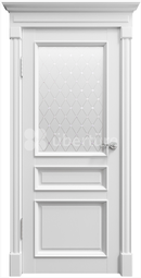 Дверь межкомнатная Uberture Rimini ПДО 80001 Серена белая - наливной витраж с серебристым глиттером