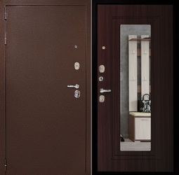 Дверь входная металлическая Дверной Континент Рубикон-1 Зеркало Медный антик - Эковенге