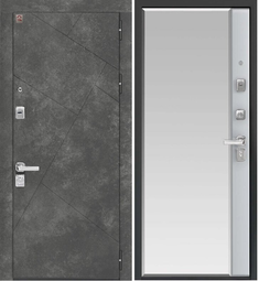 Дверь входная металлическая Центурион С-114 Черный муар + Серый камень - Белый софт