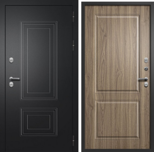 Дверь входная металлическая FlyDoors Шторм Термо Букле черный - Орех пекан