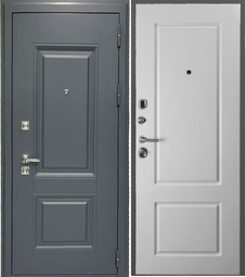 Дверь входная металлическая СоюзТехСтрой Норд Серый муар - Белый матовый