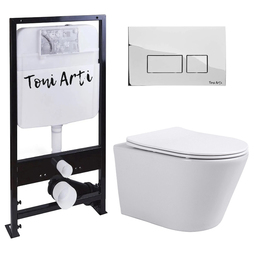 Система инсталляции TONI ARTI TA-01 + Forli с сиденьем с микролифтом, клавиша хром с клавишей Noche TA-0041 TA-01+TA-1905+TA-0041