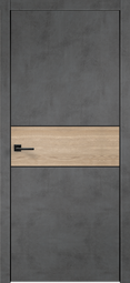 Межкомнатная дверь Velldoris (Веллдорис) TECHNO BLACK DUO 3 Муар темно-серый/Дуб европейский, глухое, алюминиевая кромка, врезка под замок М1895
