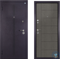 Дверь входная металлическая Алмаз Топаз 2 Фиолетовый металлик - Лиственница серая ЭКО