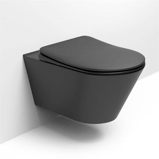 Унитаз подвесной Logan L3W(Black) безободковый, сиденье дюропласт, микролифт, 530*270*355, чёрный