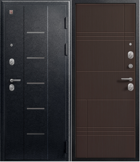 Дверь входная металлическая Центурион V-06 Черный муар - Лиственница темная