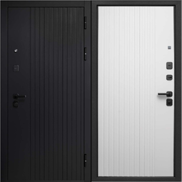 Дверь входная металлическая Феррони 9 СМ Вертикаль Сатин черный МДФ Сатин черный /  МДФ Эмалит белый